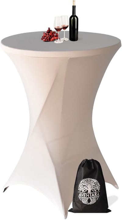 Statafelrok Champagne of Beige x 1 – ∅80-85 x 110 cm – Luxe Extra Dikke Stretch Stof – Inclusief Opbergtas – Kras- en Kreukvrije Statafelhoes – Perfect voor Horeca, Bruiloften en Feesten
