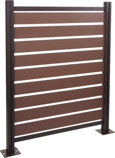 Aluminium afvalemmerhek MCW-K57, basiselement afvalemmerbekleding, houtlook uitschuifbaar 130x110x6cm ~ bruin