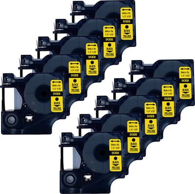 DULA Dymo D1 43618 - S0720790 - Compatible label tape - 10 lettertapes - Zwart op geel - 6mm x 7m