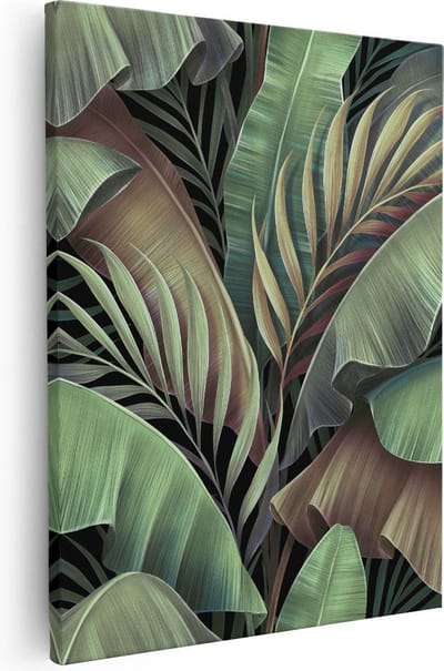 Artaza Canvas Schilderij Jungle - 40x50 cm - Muurdecoratie Botanisch - Wanddecoratie Planten - Kamer Accessoires