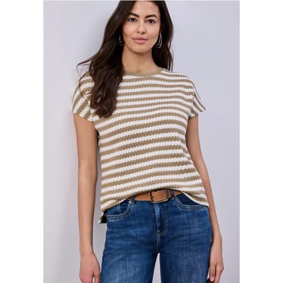 Shirt met losse schouders en strepen
