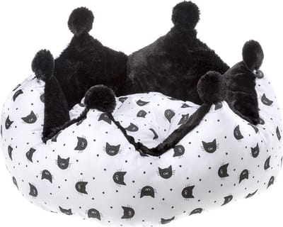 kattenmand Mikado 60 x 55 cm katoen wit/zwart