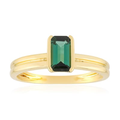 Cavill - 0,569 ct Braziliaanse Indigoliet Ring - 925 Sterling Zilver Verguld - Achthoekige Trapgeslepen Edelsteen - Elegante Stijlvolle Ringen