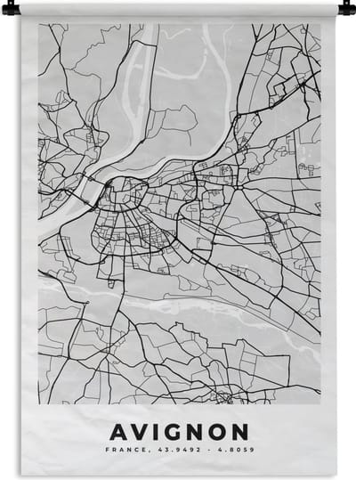 Wandkleed - Wanddoek - Frankrijk - Plattegrond - Kaart - Avignon - Stadskaart - 120x180 cm - Wandtapijt