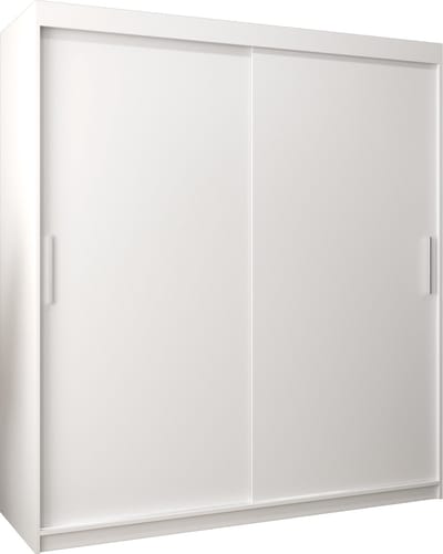 InspireMe - Kledingkast met 2 schuifdeuren, Modern-stijl, Kledingkast met planken (BxHxD): 180x200x62 - TORM 180 Wit Mat