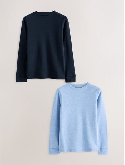 Next - Jongens - 2 -pack thermische tops met lange mouwen - Blauw