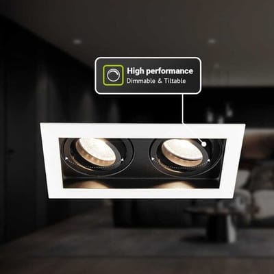 HOFTRONIC Durham Dubbel LED Inbouwspot - Kantelbaar armatuur - 10x18 cm - GU10 Fitting incl. lamphouder - Vierkant - IP20 voor binnen - Wit