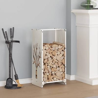 vidaXL - Brandhoutrek - 40x30x80 - cm - koudgewalst - staal - wit