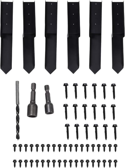 Hekpaal Reparatieset - Paalanker H-vormig - Hekwerk Stabiliseren - Eenvoudige Installatie - 6 Stuks - Zwart