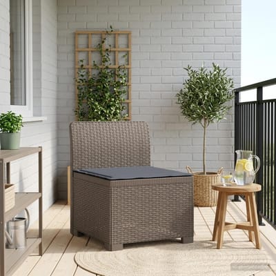 vidaXL - Eén-zits - Tuin - Sofa - met - Kussen - Rieten - Look - PP - Lichtgrijs