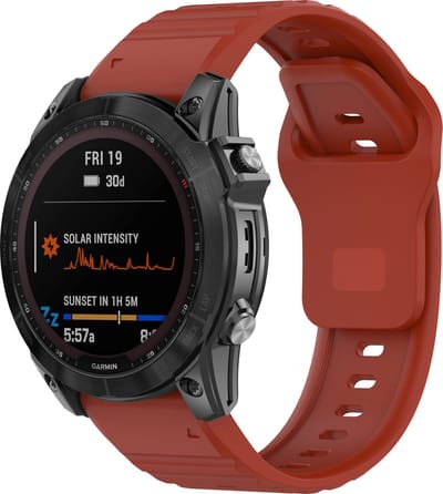 Strap-it Outdoor siliconen bandje - geschikt voor Garmin Fenix 5 (Plus) / Fenix 6 (Pro) / Fenix 7 (Pro - Sapphire - Solar) / Fenix 8 - 47mm / Quatix 5 - 6 - 7 / Epix Gen 2 - 47mm / Forerunner 745 / 935 / 945 / 955 / 965 (rood)