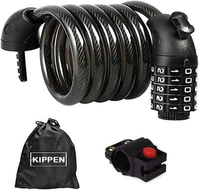 Cijferslot Fiets - Kabelslot Combinatie - Fiets Beveiligen - 100.000 Combinaties - 180 cm - Zwart