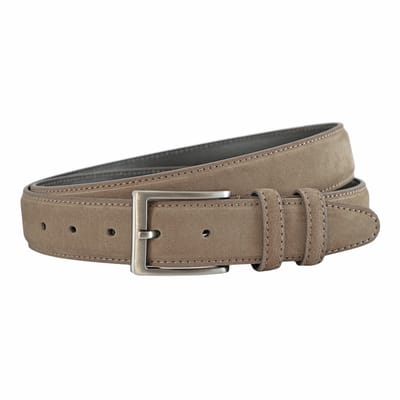 Landley Suède Leren Heren Riem - Pantalon Riem Leer - Broekriem Mannen - Taupe - Lengte totaal 100 cm / Riemmaat 85