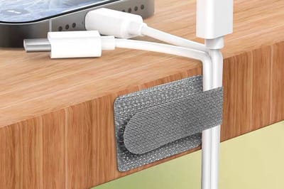 Fyfanie - 5 stuks - Klittenband-Zelfklevende Kabelorganizer Klittenband voor Bureau & Thuis -haak en lus kabelhouder- Kleur: Grijs