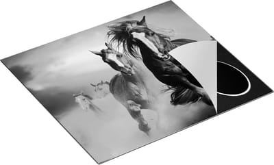 Chefcare Inductie Beschermer Wilde Paarden in het Zand - Zwart Wit - 60x50 cm - Afdekplaat Inductie - Kookplaat Beschermer - Inductie Mat