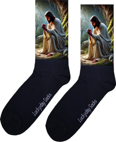 Jezus - Opkikker - Grappige sokken - Valentijn cadeau - Verjaardagscadeau - Hoop - Geloof - Leuke sokken - Vrolijke sokken - Cadeautje - Bidden - Kerstsokken - Vaderdag - Moederdag - Kerstcadeau - Bidden - God - Socks maken Happy - 37-44