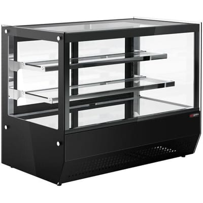 GGM Gastro Tisch-Kühlvitrine - 120 Liter - 700mm - mit 2 Glassblagen - eckig - Schwarz