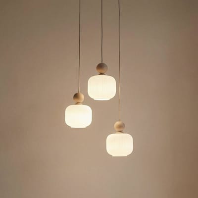 TK Lighting Hanglamp Ballo, 3-lamps, wit, glas, Ø 35 cm