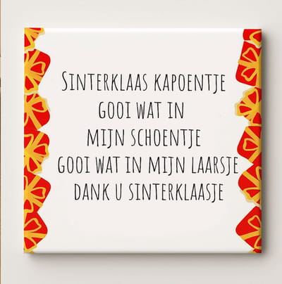 Sinterklaas Tegel “Sinterklaas Kapoentje” 15x15 cm – Feestelijke Nederlandse Keramische Wanddecoratie met Klassiek Sinterklaaslied voor Feestdagen Decoratie