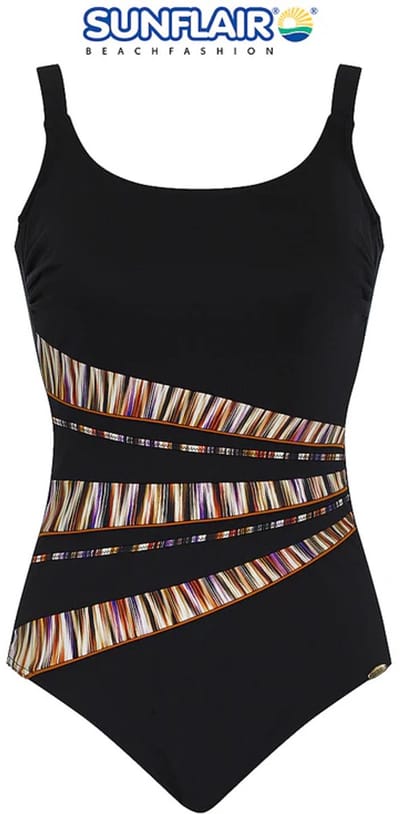 Sunflair Dames Badpak 22045 - Zwart - Corrigerend Effect - Verstelbare Schouderbanden - 44D