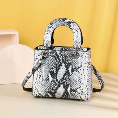 Drakenhuidpatroon Dames Handtas, Enkele Schouder Crossbody Kleine Vierkante Tas, High-end Klassieke Dames Tas, Prinses Diana Tas wit