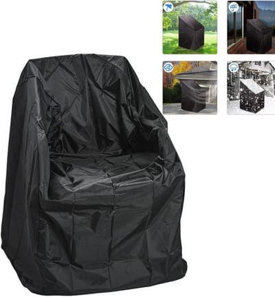 KZQ Waterdichte tuinstoelhoes beschermhoes zwart 89x89x120/89 cm met trekkoord en opberghoes ademend UV-bestendig voor stapelstoelen outdoor
