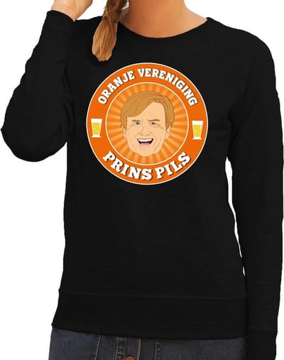 Oranje vereniging Prins Pils sweater / trui zwart dames - Koningsdag kleding XS