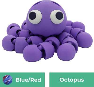 Flexibele octopus beeld – Decoratief beeld - Blauw / Rood - 3d geprinte beeld – Unieke woondecoratie - 25CM