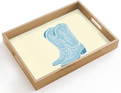 Dienblad hout 40x30 cm - Schootdienblad - Illustratie - Cowboylaarzen - Patroon - Borrelplank rechthoek - Plateau dienbladen