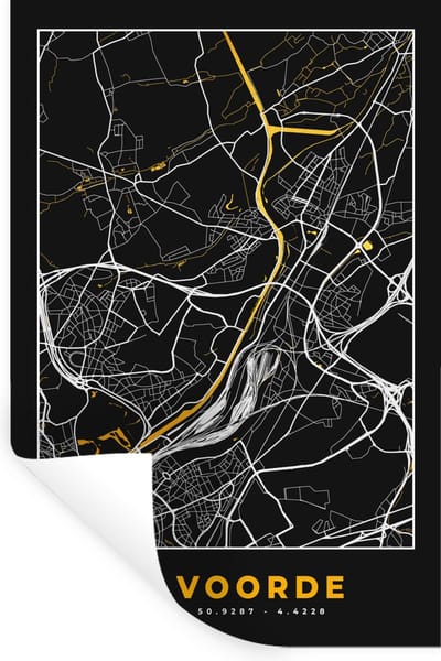 Muurstickers - Sticker Folie - Stadskaart - Vilvoorde - Plattegrond - Kaart - Goud - 20x30 cm - Plakfolie - Muurstickers Kinderkamer - Zelfklevend Behang - Zelfklevend behangpapier - Stickerfolie
