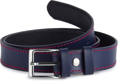 Ladeheid Kinderriem – Riem - Jongens - Broekriem - Verstelbaar - Leer – Marineblauw/Rood – 65 cm LA-EL-KIDS
