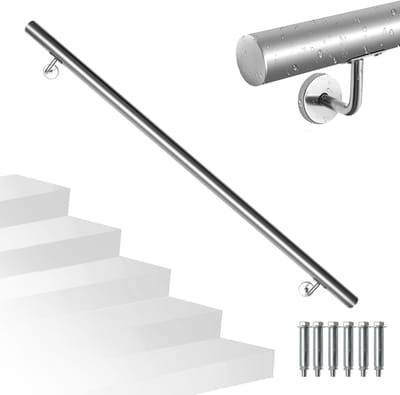 Roestvrijstalen leuning - Wandgreep trap - Veilig traplopen - Duurzaam 304 staal - 140 cm lengte - Zilverkleurig