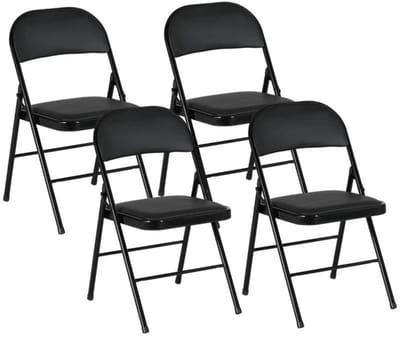 Klapstoel set van 4 - Vouwstoel - Eetkamerstoelen - Stoelen - Kunstleer - Zwart