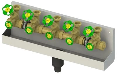 Schlösser Armaturen JS ATV-Station, met stijgende spindel, 5-voudig, DN25, ingang 1 1/4'', bovenste uitgang 1 1/2'', 0075652503001
