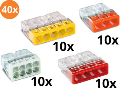 Wago lasklemmenset serie 2273- 3 voudig / 4 voudig / 5 voudig  / 8 voudig (40 stuks)