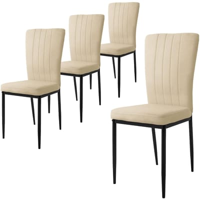 Eetkamerstoel set van 4 taupe met fluwelen bekleding en metalen poten Keukenstoel ML design