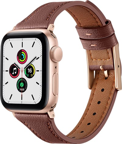 By Qubix - Geschikt voor Apple Watch bandje - Leren bandje - Bruin - Geschikt voor Apple Watch 38mm / 40mm / 41mm / 42mm - leren smartwatchbandje - Horlogebandje
