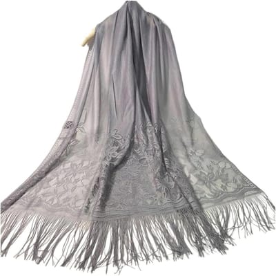 Lace Sjaal - Dames Sjaal - Stijlvol Accessoire - Hollow Jacquard - 185 cm - Grijs