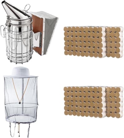 HunterBee Beehive Smoker, X-Beekeeping Tool 11PCS One Set Beekeeping Tools Kit