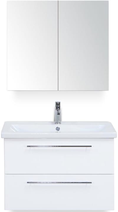 Como Badmeubelset 80 cm - Wit Hoogglans - Keramische Wastafel Wit met Spiegelkast