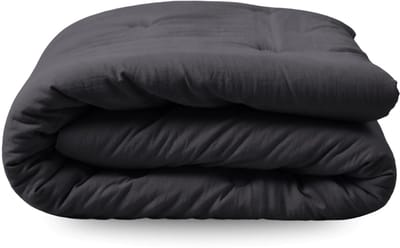 Zelesta Japandibed Katoen Mousseline - Dekbed zonder overtrek katoen - Wasbaar dekbed - Met vaste overtrek - Anthracite - 200x200cm