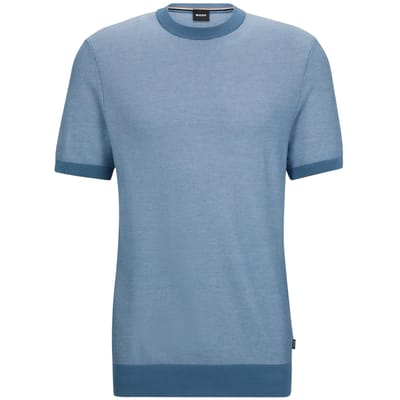 Boss Heren Tantino Gebreid T-Shirt (Lichtblauw)