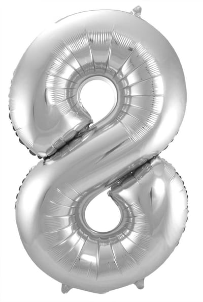 Folieballon 8 jaar - Zilver - 86 cm