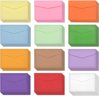Set van 120 Mini Enveloppen in 12 Kleuren voor Creatieve Projecten, Uitnodigingen en Kaarten, 11.5 x 8.2 cm