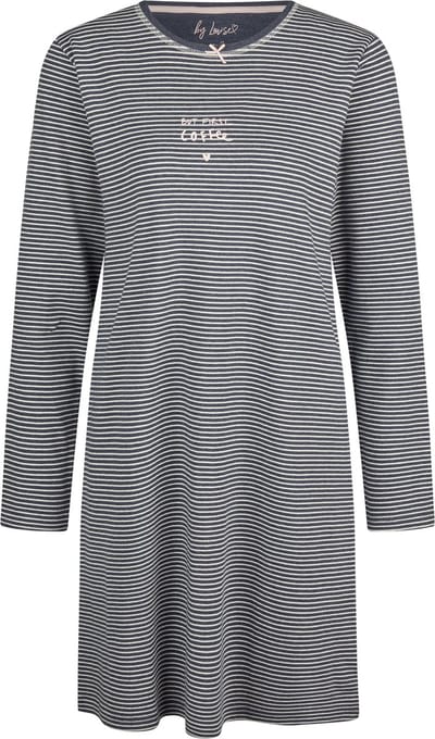 By Louise Dames Nachthemd Interlock Lange Mouw Gestreept Blauw - Maat S