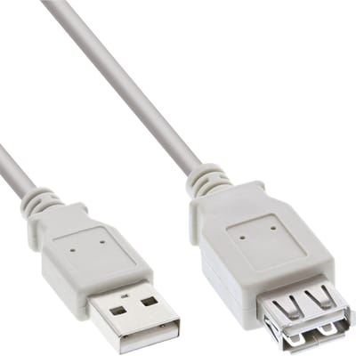 USB naar USB verlengkabel - USB2.0 - tot 2A / beige - 0,30 meter