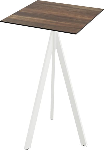 Essentials Infinity Tripod Statafel Wit Frame + Tropical Wood HPL 70x70 cm - 140051277 - Horeca & Professioneel