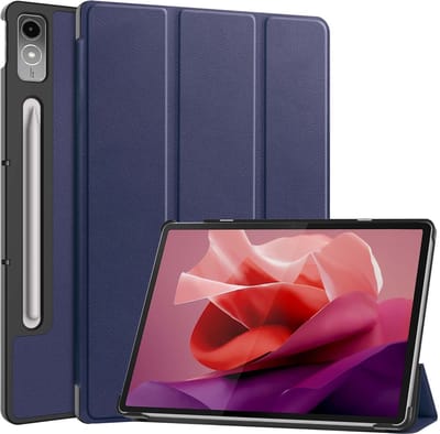 Hoesje Geschikt voor Lenovo Tab P12 - Dun & Stevig - Trifold Bookcase - Hard Cover Case - Met Uitsparing Geschikt voor Lenovo Pen - Hardcover Book - Tablet Hoes - Donkerblauw
