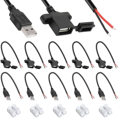 USB Connector 2 Pin met Stofdichte Kap - USB 2.0 Data en Oplaadkabel (25 Stuks)