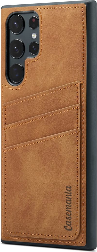 Casemania Hoesje Geschikt voor Samsung Galaxy S24 Ultra - Sienna Brown - Back Cover met Pasjeshouder